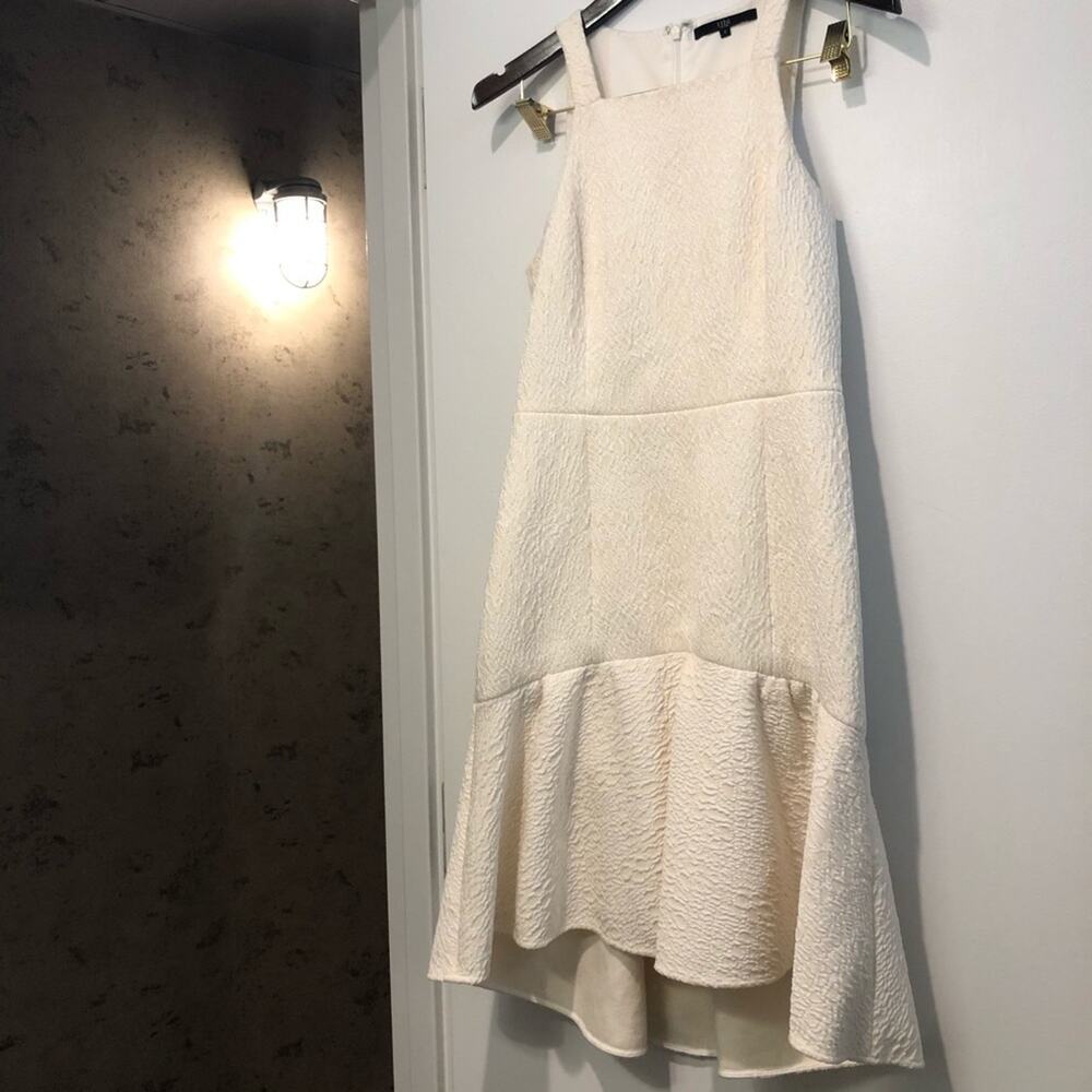 Tibi Cloque Cream Textured Knit Fluted Dress - Picture 3 of 7
